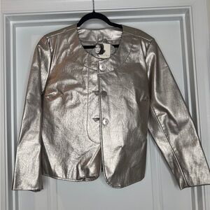 *NWT* Vintage Women’s Jaclyn Smith Faux Leather Metallic Pewter Jacket Sz XL